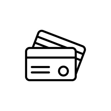 Kredi kartı simgesi vektörü beyaz arkaplanda izole edildi. Kredi kartı ödeme simgesi vektörü