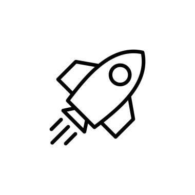 Roket ikon vektörü beyaz arkaplanda izole edildi. Kavram Simgesini Başlat. Başlangıç simgesi