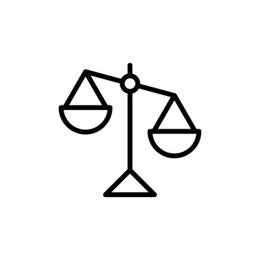 Beyaz arkaplanda izole edilmiş simge vektörünü ölçeklendirir. Kanun ölçekli ikon. Adalet işareti 