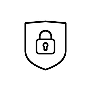 Güvenlik simgesi vektörü beyaz arkaplanda izole edildi. Koruma ikonu. Özel hayat. vpn