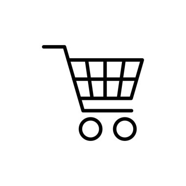 Alışveriş simgesi vektörü beyaz arkaplanda izole edildi. Alışveriş arabası ikonu. Basket ikonu. Trolley