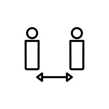 Sosyal uzaklık simgesi vektörü beyaz arkaplanda izole edildi. Mesafeyi koru. Coronavirus. Sosyal Mesafe ve Kişisel Karantina.