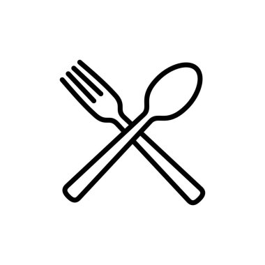 Çatal, kaşık ve bıçak beyaz arka planda izole edilmiş. Restoran ikonu. Yemek ikonu. Yiyin. Çatal bıçak simgesi. 