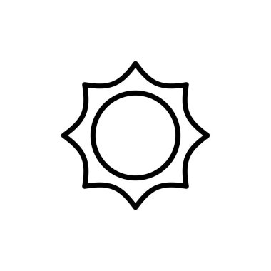 Beyaz arkaplanda izole edilmiş güneş simgesi vektörü. Güneş vektörü simgesi