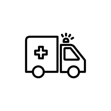 Ambulans Simgesi vektörü beyaz arkaplanda izole edildi. Ambulans Simgesi Tasarımı. ambulans kamyon simgesi vektörü