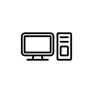Beyaz arkaplanda bilgisayar simgesi vektörü izole edildi. PC Simge vektörü. Bilgisayar monitörü simgesi. Düz PC sembolü
