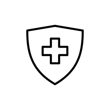Sağlık sigortası ikonu vektörü beyaz arka planda izole edildi. Sigorta sağlık belgesi simgesi