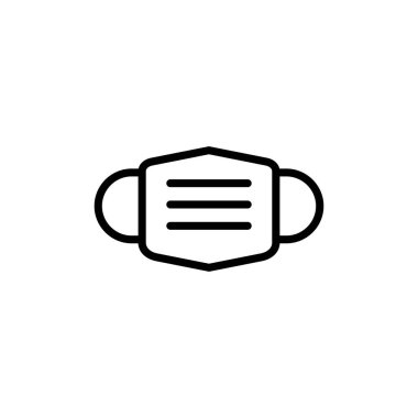 Maske simgesi vektörü beyaz arkaplanda izole edildi. Maske ikonlu erkek yüzü. Güvenli nefes alma maskeleri. Endüstri güvenliği N95 maskesi. Tıbbi maske vektör simgesi.