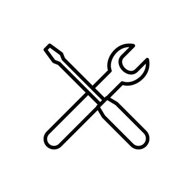 Beyaz arkaplanda izole edilmiş ikon vektörünü onar. İngiliz anahtarı ve tornavida simgesi. Ayarlar vektör simgesi. Bakım. araçlar