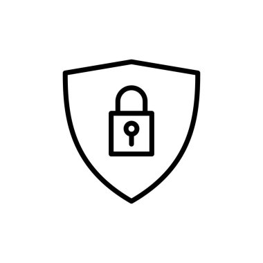 Güvenlik simgesi vektörü beyaz arkaplanda izole edildi. Koruma ikonu. Özel hayat. vpn