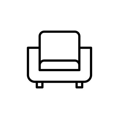 Beyaz arkaplanda izole edilmiş kanepe simgesi vektörü. Kanepe resmi. mobilya