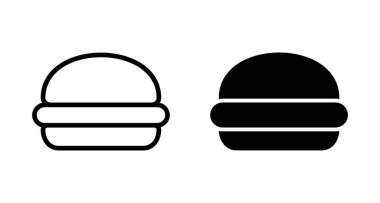 Hamburger ikonu vektörü beyaz arkaplanda izole edildi. Hamburger ve hamburger ikonu. Fast food vektör simgesi
