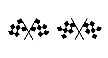 Beyaz arkaplanda ırk bayrağı ikonu vektörü izole edildi. Rekabet bayrak çizgisi vektör simgesi. Yarış bayrağı. Bayrağı bitirmeye başla. Damalı. Başla