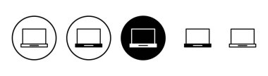 Dizüstü bilgisayar simgesi vektörü beyaz arkaplanda izole edildi. Laptop vektör simgesi