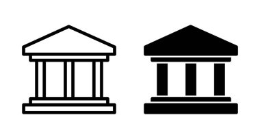 Banka simgesi vektörü beyaz arkaplanda izole edildi. Banka vektör simgesi, müze, üniversite