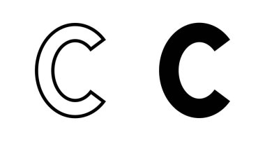 Telif hakkı simgesi vektörü beyaz arkaplanda izole edildi. telif hakkı sembolleri