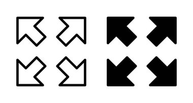 Beyaz arkaplanda tam ekran simge vektörü izole edildi. Tam ekran simgesine genişlet. Tam ekran işaret simgesi. Oklar sembolü