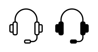 Kulaklık simgesi vektörü beyaz arkaplanda izole edildi. Kulaklık vektör simgesi. Ara bizi.