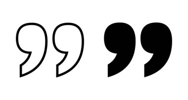 Beyaz arkaplanda izole edilmiş simge vektörü. Alıntı işareti simgesi. Tırnak işareti sembolü.
