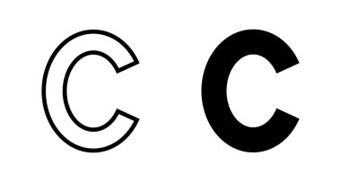 Telif hakkı simgesi vektörü beyaz arkaplanda izole edildi. telif hakkı sembolleri