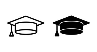 Eğitim ikonu vektörü beyaz arkaplanda izole edildi. Mezuniyet şapkası ikonu. Mezun olmak. Öğrenci şapkası