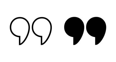 Beyaz arkaplanda izole edilmiş simge vektörü. Alıntı işareti simgesi. Tırnak işareti sembolü.