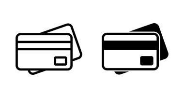 Kredi kartı simgesi vektörü beyaz arkaplanda izole edildi. Kredi kartı ödeme simgesi vektörü