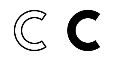 Telif hakkı simgesi vektörü beyaz arkaplanda izole edildi. telif hakkı sembolleri