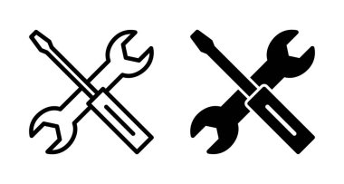 Beyaz arkaplanda izole edilmiş ikon vektörünü onar. İngiliz anahtarı ve tornavida simgesi. Ayarlar vektör simgesi. Bakım. araçlar