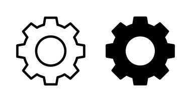 Simge vektörü beyaz arkaplanda izole ediliyor. vektör simgesi ayarlanıyor. Çarklar Simgesi Simgesi. Dişliler