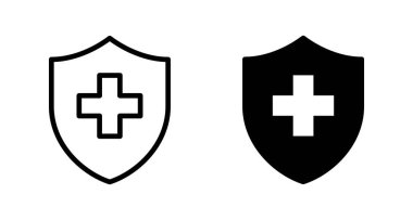 Sağlık sigortası ikonu vektörü beyaz arka planda izole edildi. Sigorta sağlık belgesi simgesi