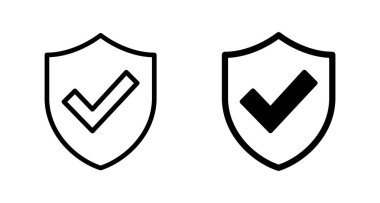 Beyaz arkaplanda izole edilmiş kalkan işaretleme simgesi vektörü. Koruma onayı işareti. Güvenli simge vektörü