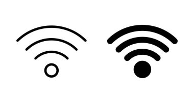 WIFI Simge vektörü beyaz arkaplanda izole edildi. Sinyal vektör simgesi. Kablosuz ve kablosuz ağ simgesi veya uzak internet erişimi için imza