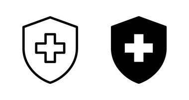 Sağlık sigortası ikonu vektörü beyaz arka planda izole edildi. Sigorta sağlık belgesi simgesi