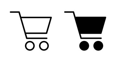 Alışveriş simgesi vektörü beyaz arkaplanda izole edildi. Alışveriş arabası ikonu. Basket ikonu. Trolley