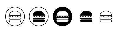 Hamburger ikonu vektörü beyaz arkaplanda izole edildi. Hamburger ve hamburger ikonu. Fast food vektör simgesi