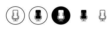 Beyaz arkaplanda izole edilmiş mikrofon simgesi vektörü. Mikrofon işareti. Karaoke mikrofon ikonu. Yayın mikrofonu işareti