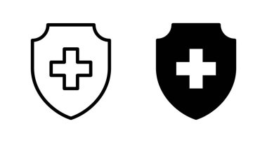 Sağlık sigortası ikonu vektörü beyaz arka planda izole edildi. Sigorta sağlık belgesi simgesi