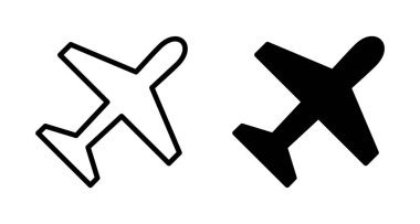 Beyaz arkaplanda izole edilmiş düzlem simgesi vektörü. Uçak vektör simgesi. Uçuş taşıma sembolü. Seyahat elementi çizimi. Tatil sembolü. Uçak.