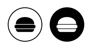 Hamburger ikonu vektörü beyaz arkaplanda izole edildi. Hamburger ve hamburger ikonu. Fast food vektör simgesi