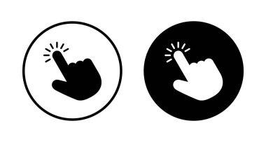 Beyaz arkaplanda el imleci simgesi vektörü izole edildi. El tıklama simgesi. Parmak gösterici vektörü