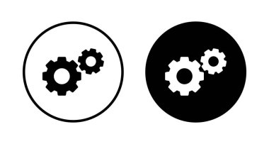 Simge vektörü beyaz arkaplanda izole ediliyor. vektör simgesi ayarlanıyor. Çarklar Simgesi Simgesi. Dişliler