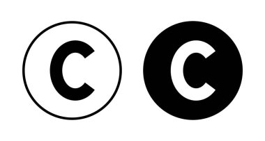 Telif hakkı simgesi vektörü beyaz arkaplanda izole edildi. telif hakkı sembolleri