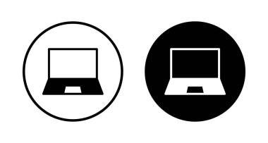 Dizüstü bilgisayar simgesi vektörü beyaz arkaplanda izole edildi. Laptop vektör simgesi