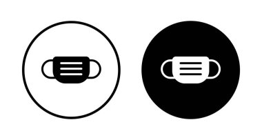 Maske simgesi vektörü beyaz arkaplanda izole edildi. Maske ikonlu erkek yüzü. Güvenli nefes alma maskeleri. Endüstri güvenliği N95 maskesi. Tıbbi maske vektör simgesi.