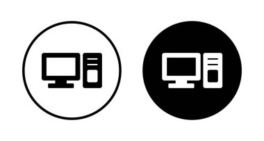 Beyaz arkaplanda bilgisayar simgesi vektörü izole edildi. PC Simge vektörü. Bilgisayar monitörü simgesi. Düz PC sembolü