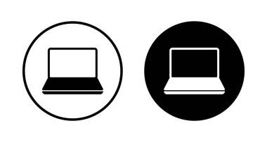 Dizüstü bilgisayar simgesi vektörü beyaz arkaplanda izole edildi. Laptop vektör simgesi