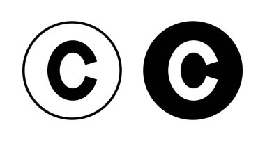 Telif hakkı simgesi vektörü beyaz arkaplanda izole edildi. telif hakkı sembolleri