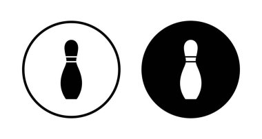 Bowling oyunu Pin Icon vektörü beyaz arkaplanda izole edildi. Bowling ikonu, top ve iğne