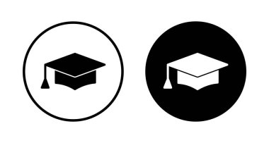 Eğitim ikonu vektörü beyaz arkaplanda izole edildi. Mezuniyet şapkası ikonu. Mezun olmak. Öğrenci şapkası